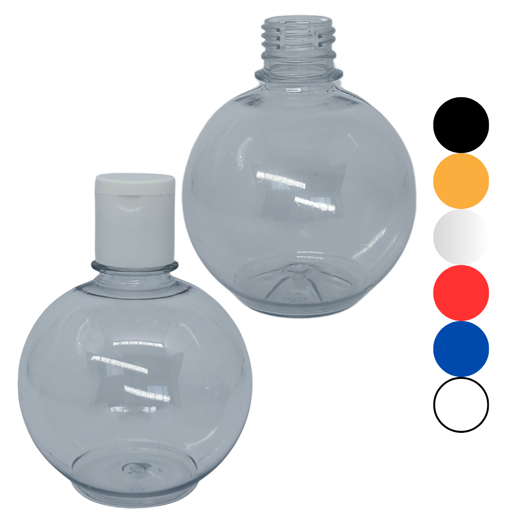 Frasco pet de 330ml Formato Bola com Tampa Flip Top Diversas Cores